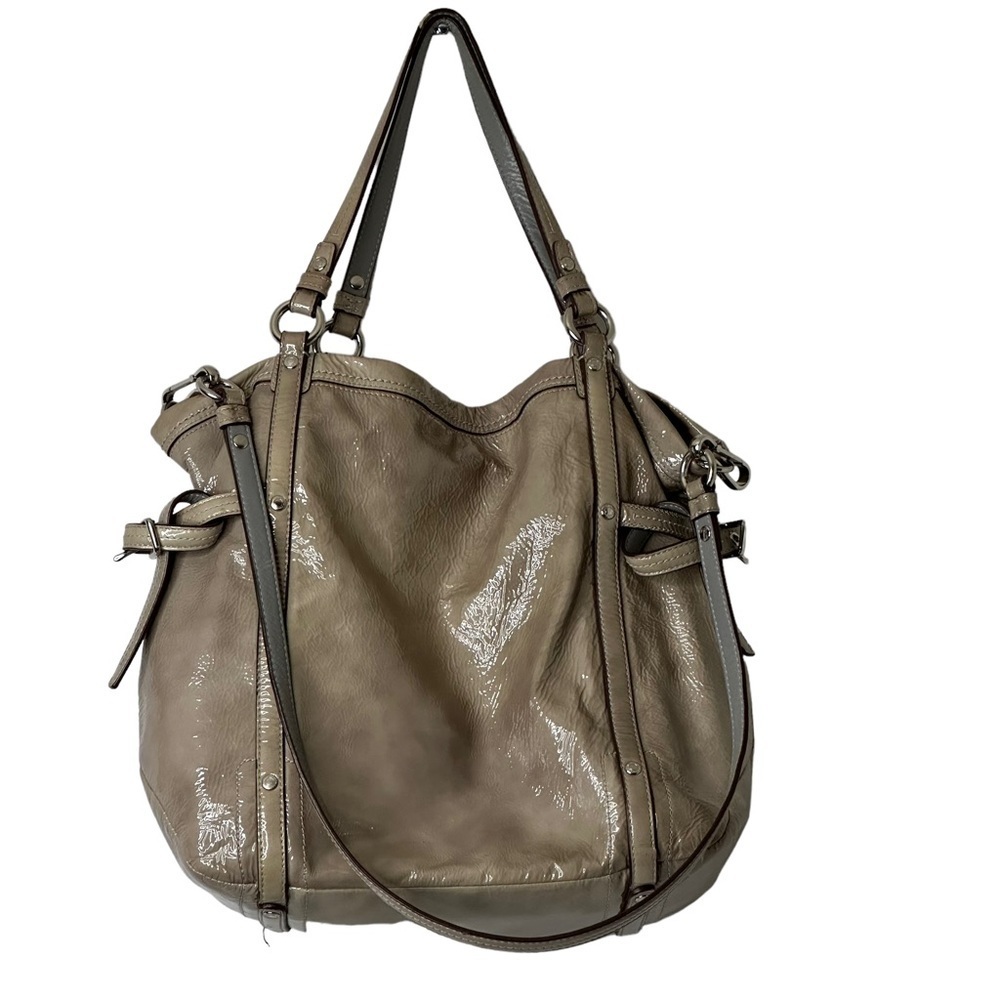 COACH Audrey Andie Large Patent Leather Cinched Tie Perforated Tote Bag - Picture 5 of 16